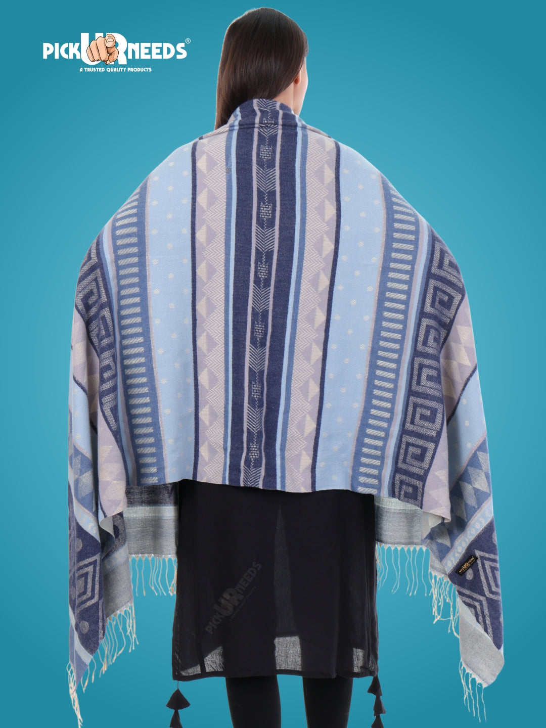 Pick Ur Needs Premium Winter Woolen Shawl for Women  Soft & Warm Ethnic Design Stole with Tassels  Stylish Warm Wrap for Winter & Parties